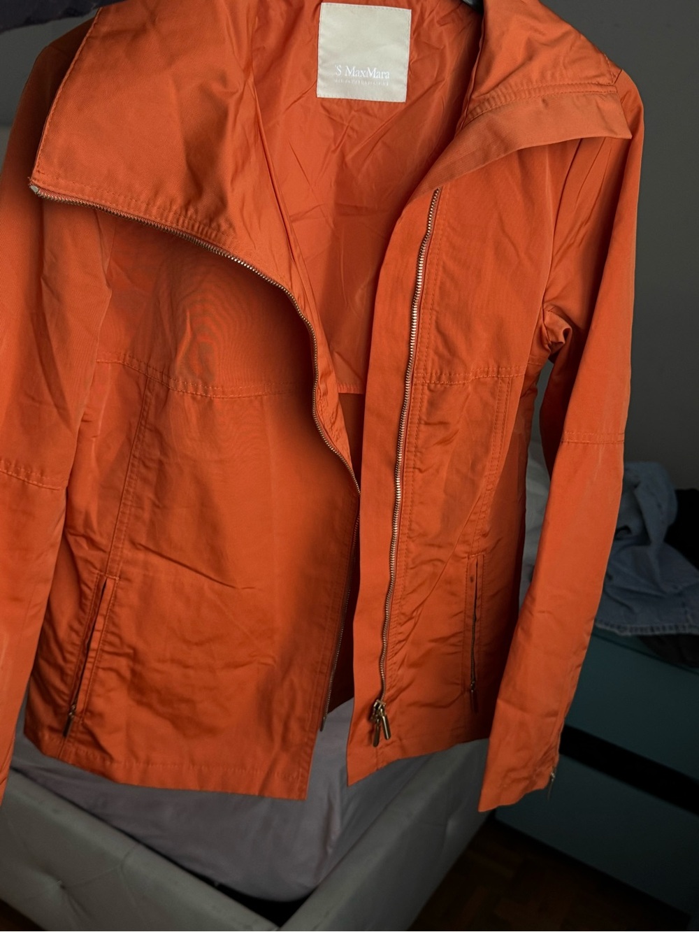 MaxMara Orange Hooded Zip Jacket
